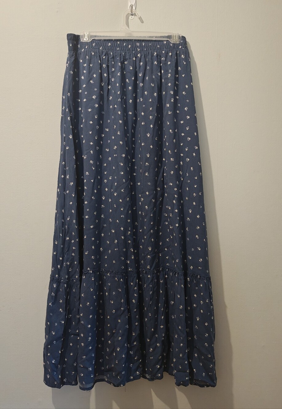 Women’s Cornflower Blue Floral Tiered Maxi Skirt